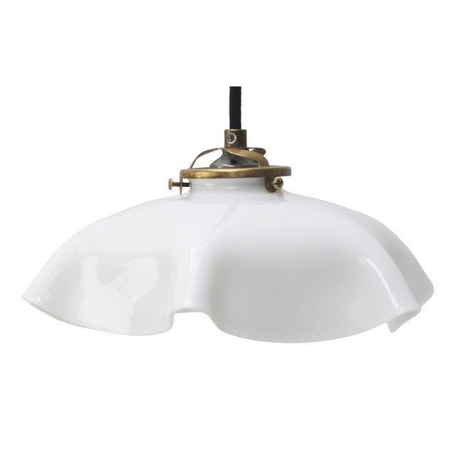 French White Opaline Glass Pendant Lamp For Sale