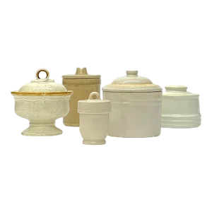 Natural-Colored Lidded Container Curation - Group of 5