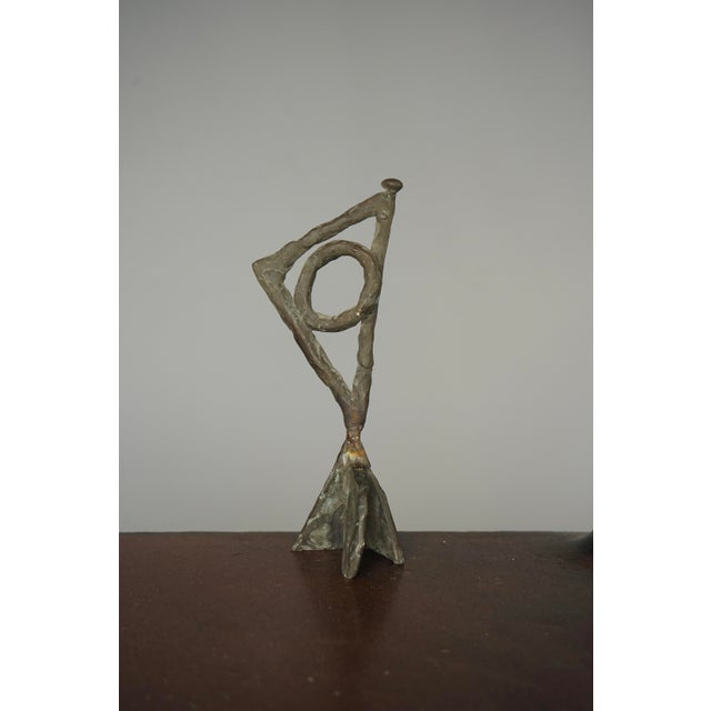 Metal Miniature Abstract Bronze Sculpture, 1988 For Sale - Image 7 of 7