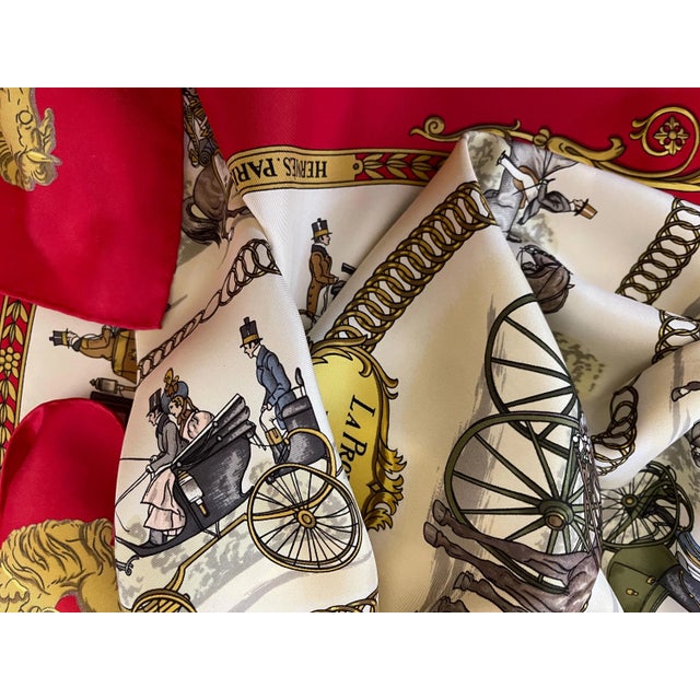 Textile HERMÈS la PROMENADE de LONGCHAMPS 1970 designed by Philippe Ledoux For Sale - Image 7 of 10