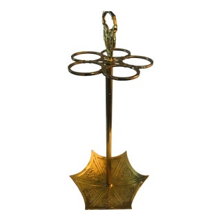 Vintage Brass Umbrella Motif Stand For Sale