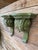 Pair of Carved Acanthus Wall Bracket Shelves / Corbels in Distressed Green Finish For Sale - Image 9 of 11