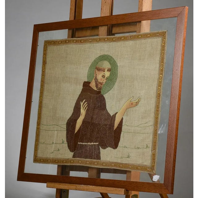 Double Glass Framework with Painted Sheet Depicting San Francesco Italia For Sale - Image 5 of 7