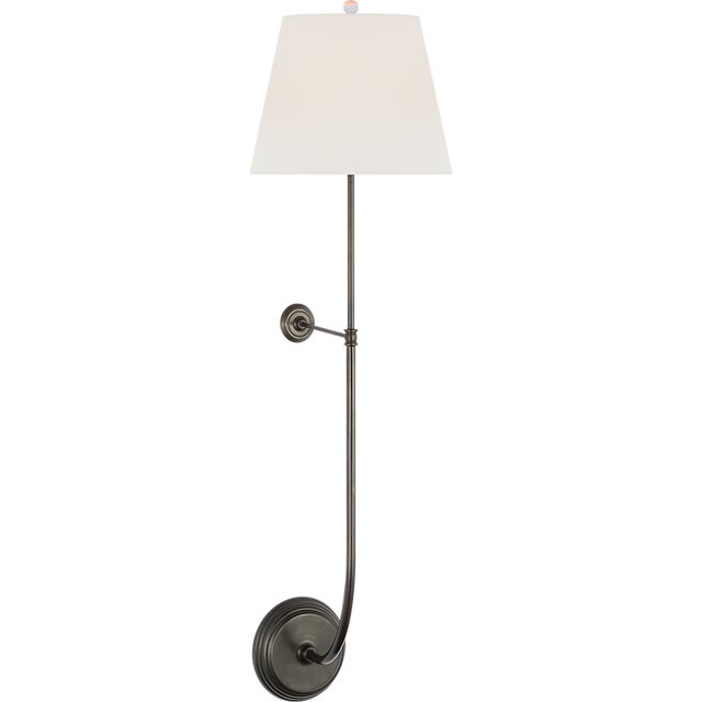 Visual Comfort Suzanne Kasler for Visual Comfort Signature Wyatt 39" Statement Sconce in Bronze with Linen Shade For Sale - Image 4 of 10