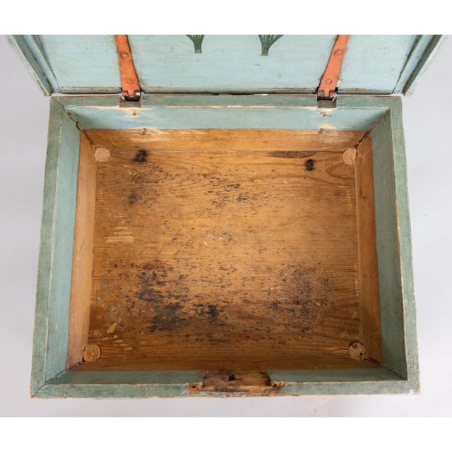 19th Century Swedish Folk Art Painted Marriage Trunk Bride's Box For Sale - Image 10 of 13
