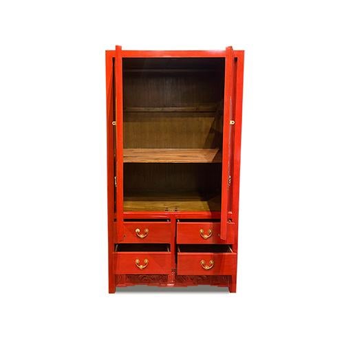 Chinese Red Lacquer Armoire For Sale - Image 3 of 4