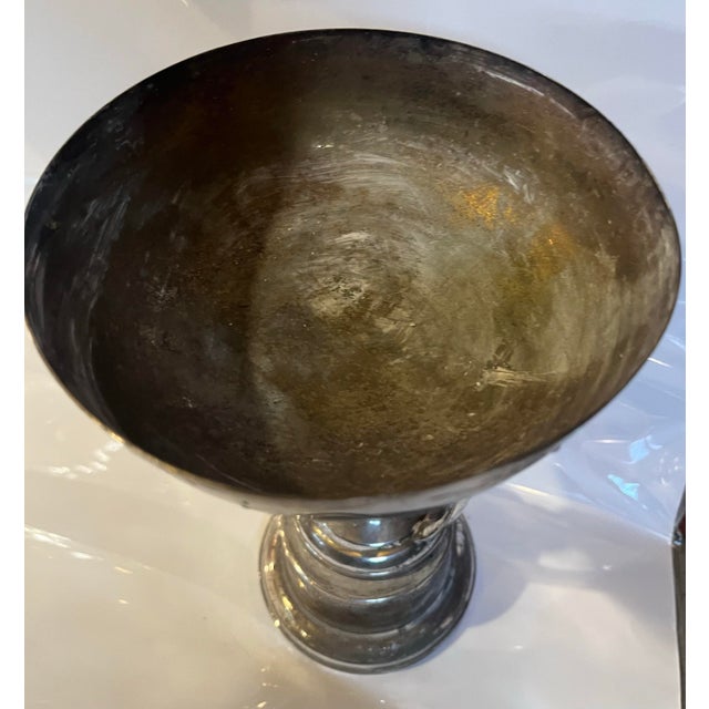 1190’s Silverplate Par 3 Golf Trophy With Golfer at Center and Golf Clubs Ad Base for the Cup For Sale - Image 9 of 9