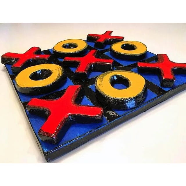 Pop Art Style Glazed Ceramic Sculpture, Tic Tac Toe For Sale - Image 9 of 10