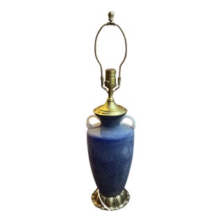Mid Century Murano Navy Blue Glass Lamp by Wildwood For Sale