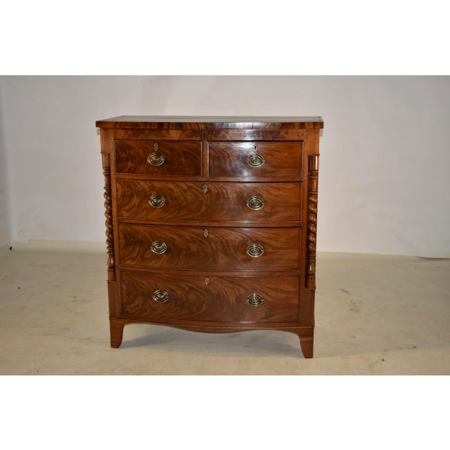 19th Century English Mahogany Bow Front Chest of Drawers For Sale In Greensboro - Image 6 of 12