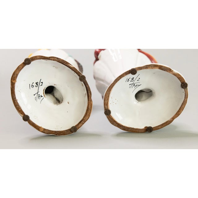 Vintage Italian Majolica Fruit Cornucopia Arrangements Centerpieces - A Pair For Sale - Image 9 of 10