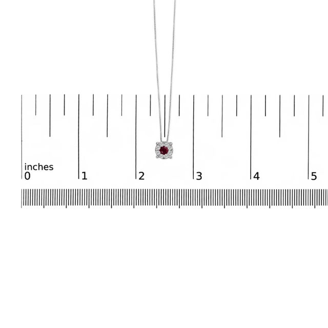 Early 21st Century 14K White Gold Red Ruby and 1/3 Cttw Diamond Halo Pendant Necklace For Sale - Image 5 of 5