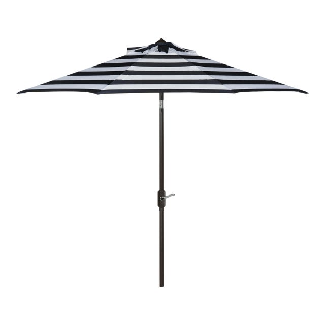 Adelaide Resistant Fashion Line 9 Ft Auto Tilt Umbrella in Navy & White For Sale