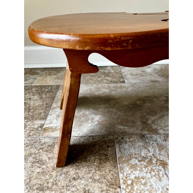Vintage 1976 Amana Furniture Solid Walnut Violin-Shaped Hearth Bench / Footstool For Sale - Image 16 of 18