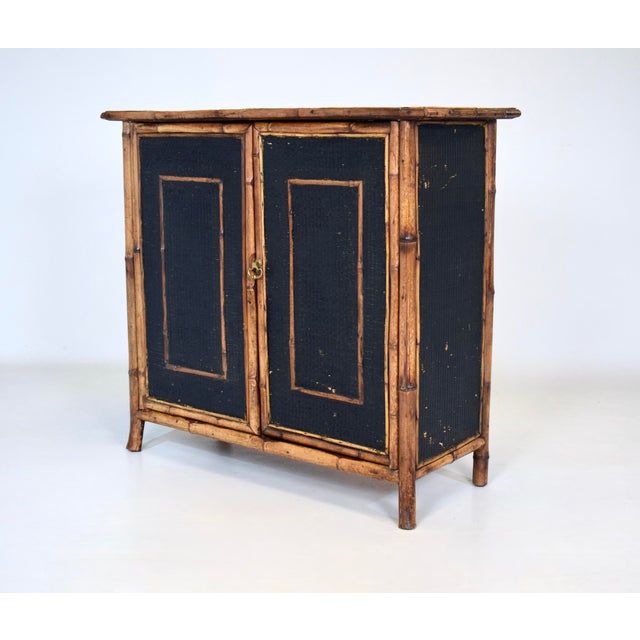 Victorian Late 19th C. English Victorian Tortoise Bamboo Console Cabinet For Sale - Image 3 of 9