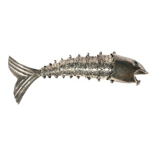 Late 20th Century Los Castillo Taxco Mexican Silver Plate Articulated Fish Bottle Opener For Sale