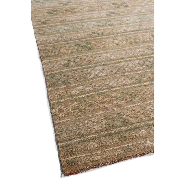 Tan Vintage Circa 1940 Tan Turkish Kilim Flatweave Rug 7ft 2in X 9ft For Sale - Image 8 of 14