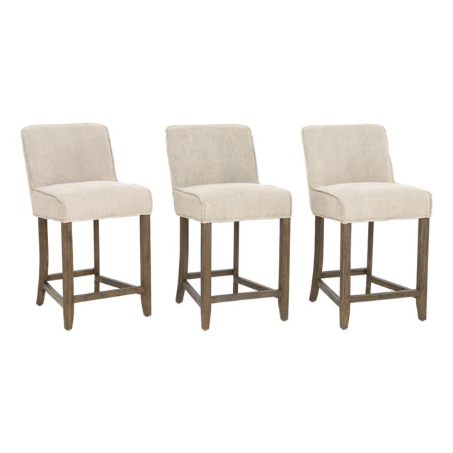 Four Hands "Aria" Upholstered Bar Stools, 3 For Sale