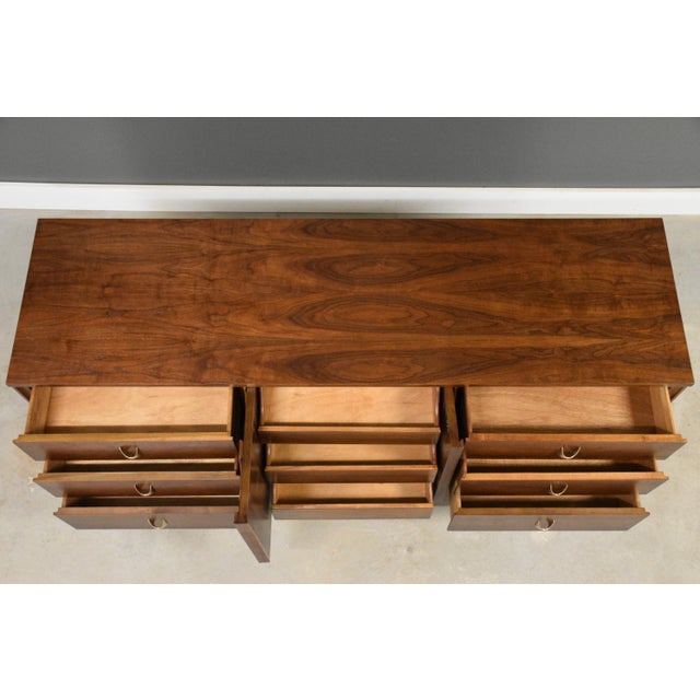 1960s Refinished Broyhill Brasilia 66” Walnut Dresser Credenza For Sale In Boston - Image 6 of 12