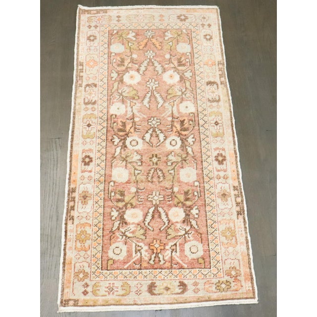 Peach Vintage Turkish Floral Small Rug rug no.j4688 For Sale In New York - Image 6 of 6