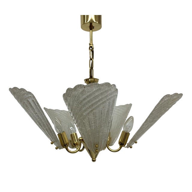 Hollywood Regency Italian Murano Glass Chandelier, 1970s For Sale