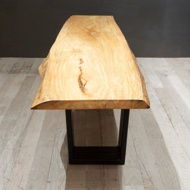 Large Custom Live Edge Hickory Bench For Sale In San Francisco - Image 6 of 8