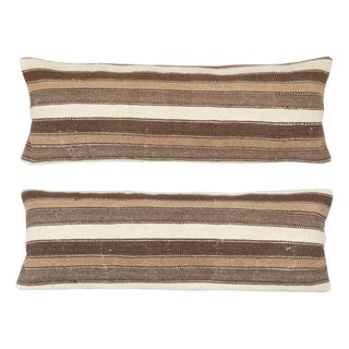 12"x35" SET OF 2 - Handmade Kilim Lumbar Pillow Covers. A pair of Cushion Covers For Sale