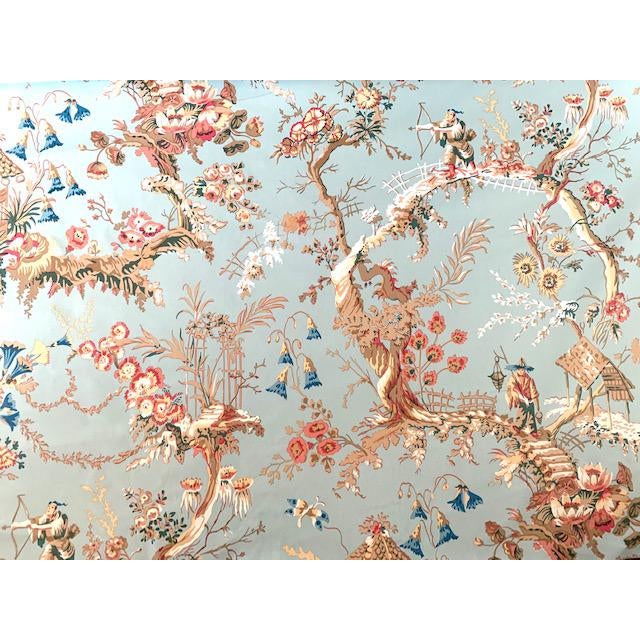 Sky Blue Brunschwig and Fils "Chinese Landscape" Cotton Chintz Blue Fabric -12 Yds For Sale - Image 8 of 12