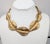 1980s Vintage 1982 Signed Napier Goldtone Textured Leaves Collar Necklace For Sale - Image 5 of 8