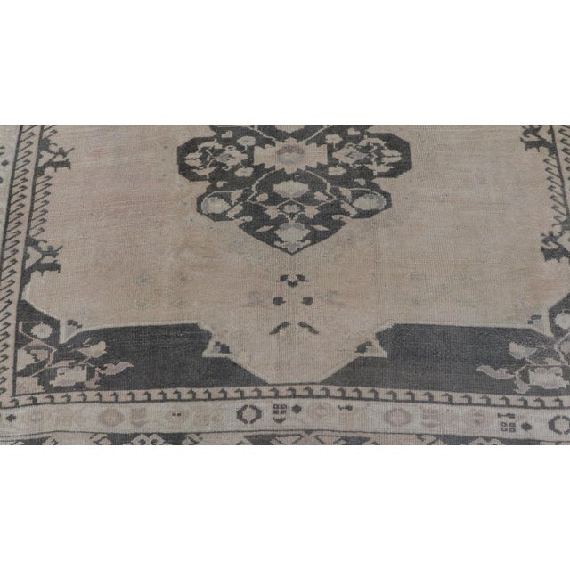 Vintage Turkish Oushak Rug With Subtle Pastel and Dark Green Floral Patterns 7'5 X 9'9 For Sale - Image 4 of 11
