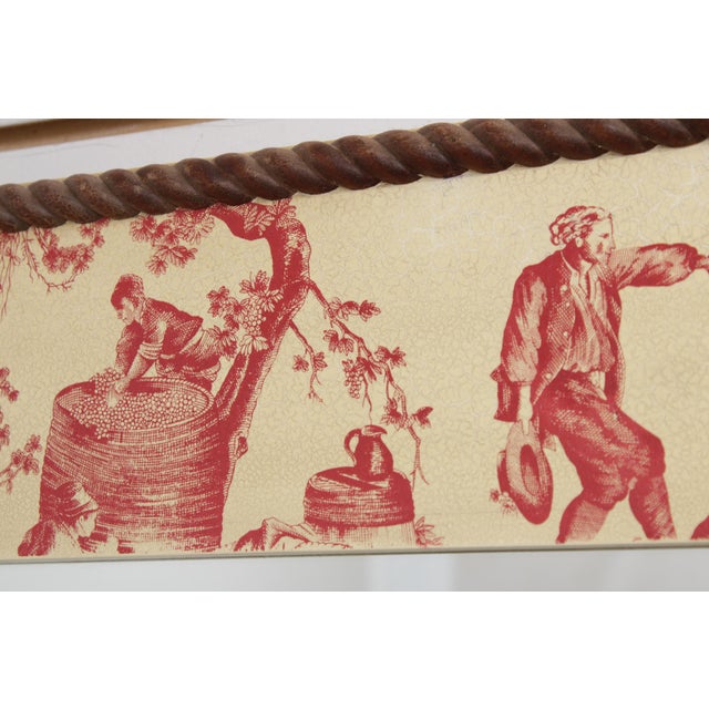 Cream Chintz Crackle Painted Red and Cream Wall Mirror For Sale - Image 8 of 13