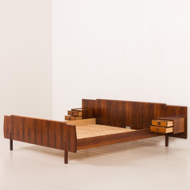 Mid-Century Modern Scandinavian Bed in Rosewood, 1960s For Sale - Image 4 of 18