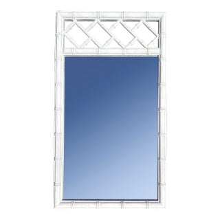Vintage Faux Bamboo Hollywood Regency Mirror Fretwork Chippendale Coastal For Sale