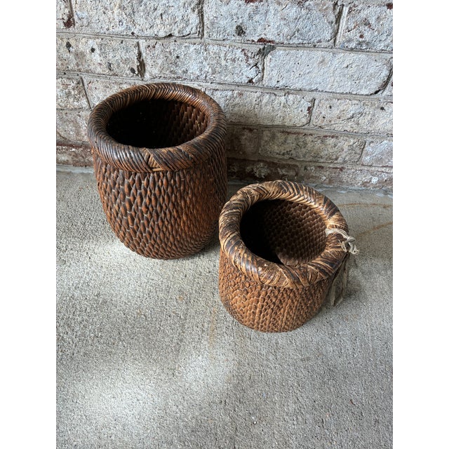 Pair of Vintage Woven Baskets For Sale In New York - Image 6 of 16
