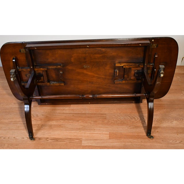 1930 Heritage Henredon English Regency Mahogany & Leather Top Coffee Table For Sale - Image 14 of 17