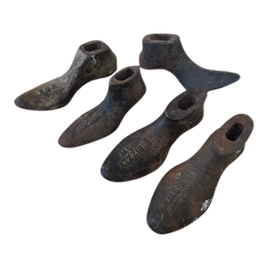 Collection of Five Antique Cast Iron Shoe Last