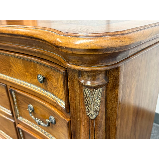 Brown Traditional Carved Wood Dresser, Vintage For Sale - Image 8 of 12
