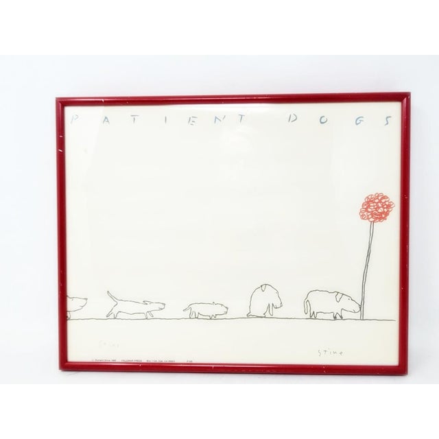 Metal Vintage 1986 Richard Stine Signed Print Framed 14" X 11" - Patient Dogs - Waiting in Line For Sale - Image 7 of 15