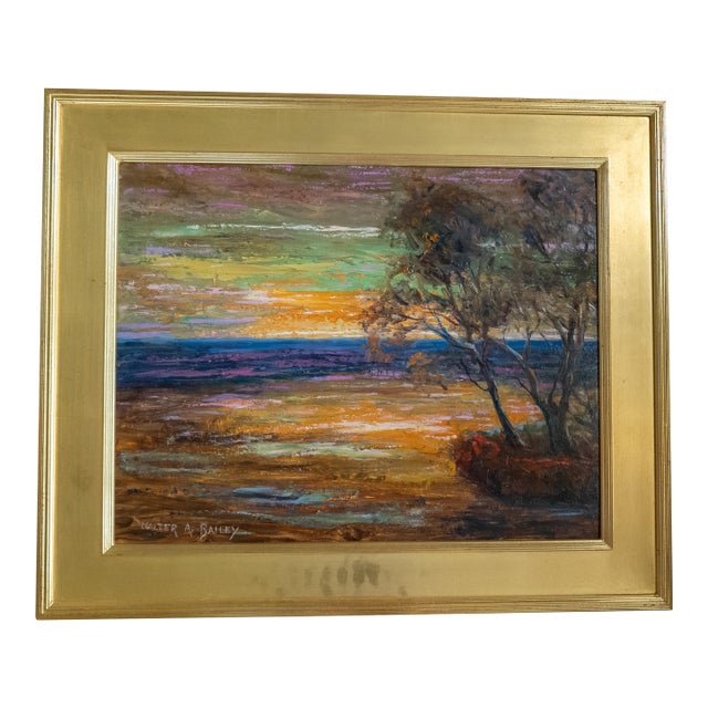 Mid-Century American Impressionist Landscape Painting of Mexico Coast by Walter Bailey For Sale