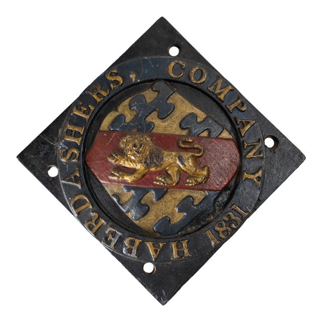 19th Century Architectural Cast Iron Plaque Haberdasher's Company 1831 For Sale