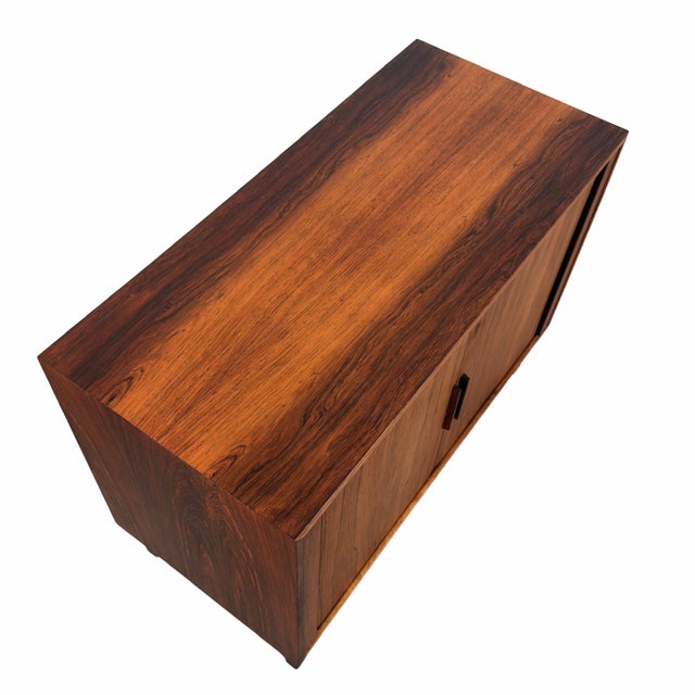 1960s Vintage Danish Rosewood Tambour Cabinet For Sale - Image 5 of 7