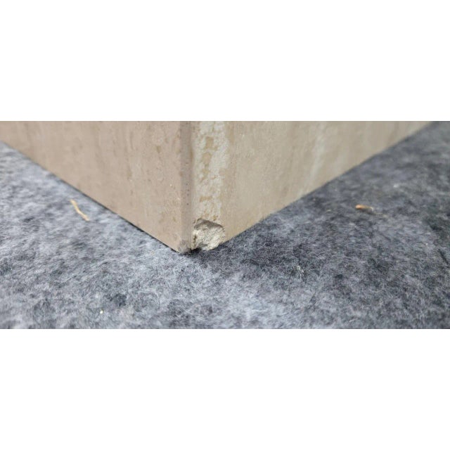 Marble Travertine Base Tall Rectangular Table With Glass Top For Sale - Image 6 of 12