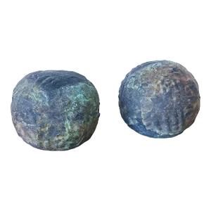 Antique Spherical Paperweights in Oxidized Metal / Bronze, a Pair