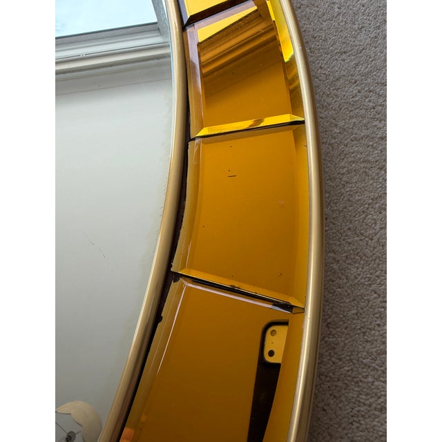 Mid-Century Modern Mid 20th Century Oval Gold Hand-Cut Beveled Glass Mirror Model 2727 by Cristal Art For Sale - Image 3 of 17