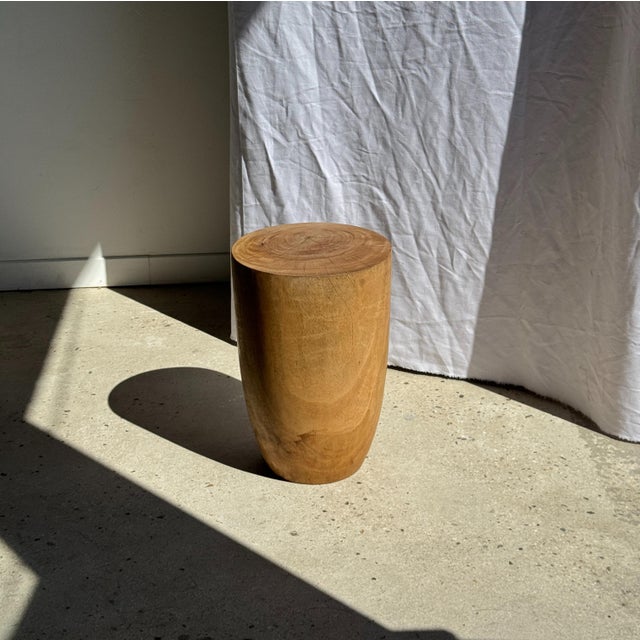 Contemporary Vintage Side Table in Natural Cylindrical Mango Wood, 1980s For Sale - Image 3 of 18