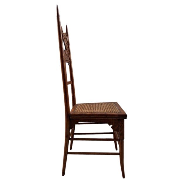 Victorian 19th Century Eastlake Style Carved Walnut Side Chair With Cane Seat For Sale - Image 3 of 13