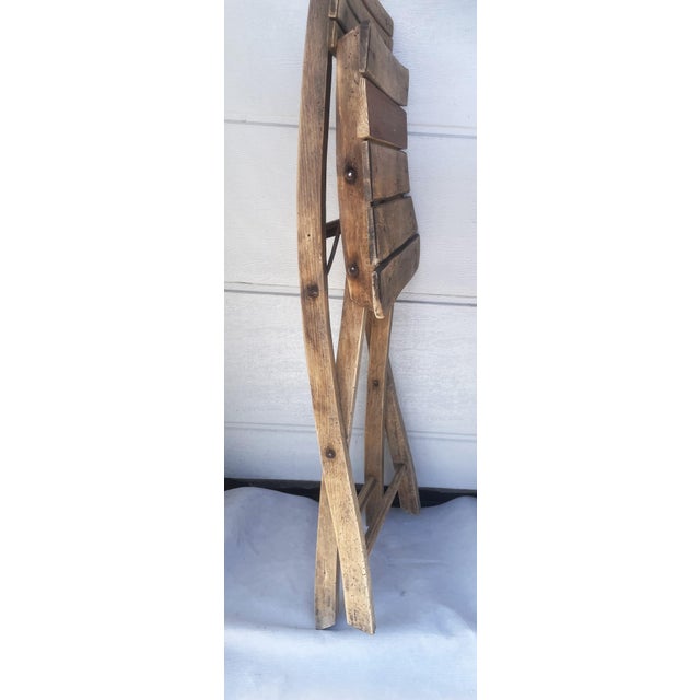 Rustic Folding Wooden Chair 1950s For Sale - Image 6 of 16