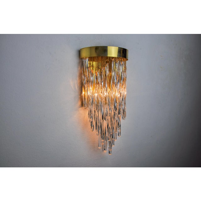 Waterfall Wall Lamp in Murano Glass Rods from Venini, Italy, 1970s For Sale - Image 6 of 8