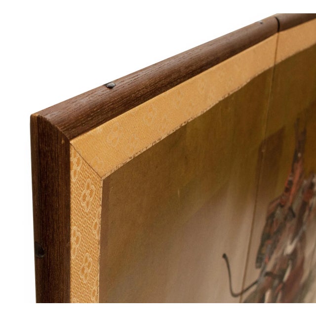 C. 1950-1960s Shōwa Era Japanese Byobu Screen "Samurai" For Sale - Image 10 of 12