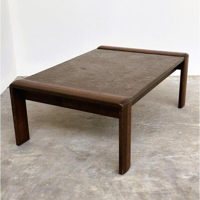 Vintage Belgian Modern Brutalist Oak and Fossil Slate Coffee Table, 1970s For Sale - Image 16 of 16